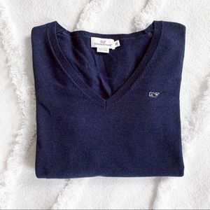 Vineyard Vines Navy V Neck Sweater